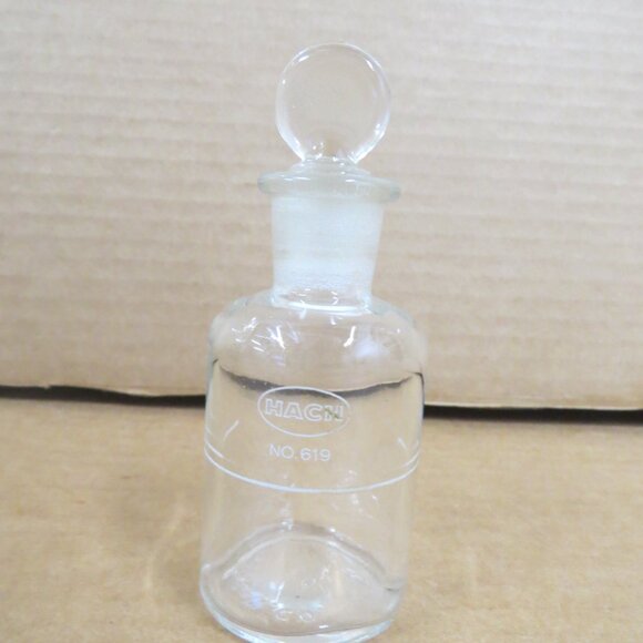 Vintage HACH No. 619 Laboratory Chemistry Glass Bottle Jar /w Stopper 4-1/4'' - Picture 2 of 6
